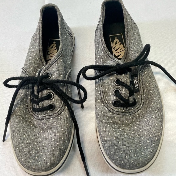 Girls Vans gray and white polka dot canvas vans. So cute and gently worn. - Picture 1 of 4